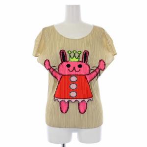 ISSEY MIYAKE プリーツ カットソー 半袖 うさぎ ラビット 立体 3 L ベージュ