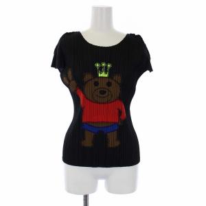 イッセイミヤケ プリーツ カットソー 半袖 くま ベア 立体 3D 3 L ブラック