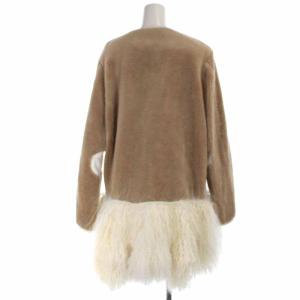sacai ボアジャケット ジップアップ フリンジ 切替 2 ブラウン