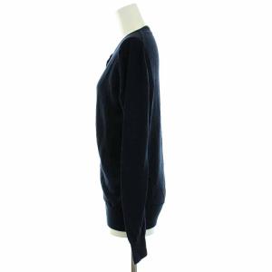 JOHN SMEDLEY カーディガン ハイゲージニット ノーカラー ウール M 紺 ネイビー
