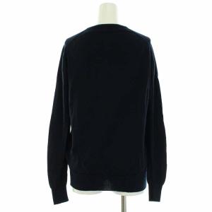 JOHN SMEDLEY カーディガン ハイゲージニット ノーカラー ウール M 紺 ネイビー