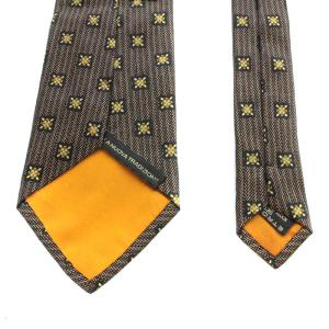 ETRO ワイドタイ ネクタイ 総柄 シルク 絹 紺 ネイビー 茶 ブラウン