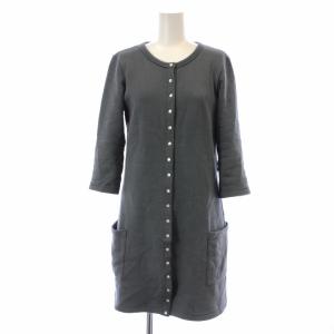 カーディガン ワンピース ロング ミニ クルーネック 七分袖 裏起毛 1 S グレー
