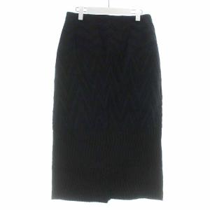 ISSEY MIYAKE タイトスカート ロング ウール混 総柄 3 L 紺 ネイビー