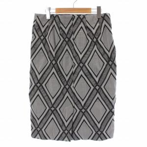 ISSEY MIYAKE タイトスカート ロング ミモレ 総柄 3 L グレー 黒 ブラック