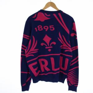 Berluti R19KRL170YACD ニット 長袖 クルーネック 総柄 L ブルー ピンク