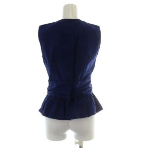 PRADA ブラウス シャツ ノースリーブ プルオーバー リボン コットン 38 XS 青 ブルー