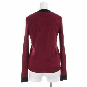 PRADA ニットカーディガン ウール シルク混 リブ 切替 長袖 36 5 XS 赤 レッド
