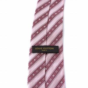 LOUIS VUITTON ネクタイ レジメンタルストライプ 総柄 絹 シルク100％ ピンク