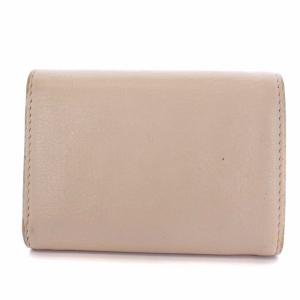 CHANEL ココマーク カメリア 三つ折り財布 ミニ Wホック レザー ピンクベージュ 27番台