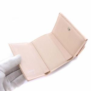 CHANEL ココマーク カメリア 三つ折り財布 ミニ Wホック レザー ピンクベージュ 27番台