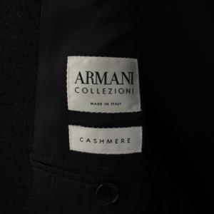 ARMANI COLLEZIONI テーラードジャケット 総裏地 シングル 3B ヘリンボーン カシミヤ 50 XL グレー