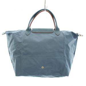 Longchamp ルプリアージュクラブ Le Pliage Club トートバッグ ハンドバッグ ナイロン レザー 水色 ライトブルー オレンジ