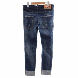 DSQUARED2 デニムパンツ テーパードパンツ ジーンズ ボタンフライ ダメージ加工 ロールアップ 44 M インディゴ ブルー S74LB0351