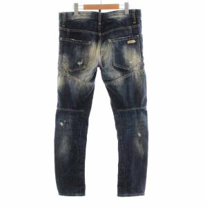 DSQUARED2 デニムパンツ テーパードパンツ ジーンズ ボタンフライ リペア加工 44 M インディゴ ネイビー