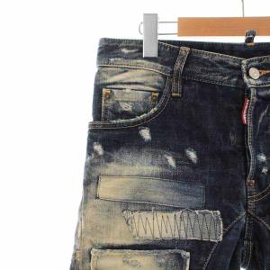DSQUARED2 デニムパンツ テーパードパンツ ジーンズ ボタンフライ リペア加工 44 M インディゴ ネイビー