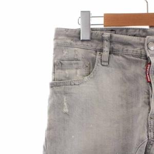 DSQUARED2 デニムパンツ テーパードパンツ ボタンフライ ジーンズ ダメージ加工 42 S グレー S74LA0816