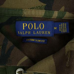 POLO RALPH LAUREN CUSTOM SLIM FIT ポロシャツ 半袖 迷彩 カモフラ ロゴ刺繍 M カーキ 710720813012
