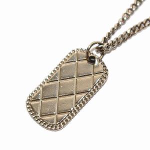 CHANEL 09P ココマーク マトラッセ プレート ネックレス チェーン シルバー