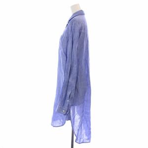 Deuxieme Classe リネンシャツワンピース ひざ丈 麻 長袖 F 青 ブルー 17040560008010