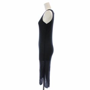 ANN DEMEULEMEESTER ワンピース タンクトップ ロング ミモレ タイト リブ ノースリーブ Uネック 34 XS 黒 ブラック
