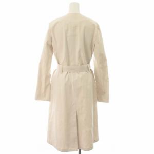 CELINE ノーカラーコート 裏地馬車 ミドル 38 M アイボリー