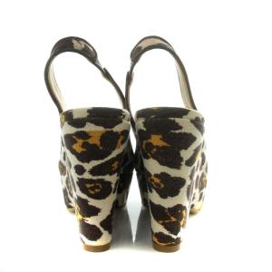 STELLA McCARTNEY パンプス ポインテッドトゥ ストラップ ウェッジソール レオパード ヒョウ柄 37 24.0cm ベージュ 茶 ブラウン 312212