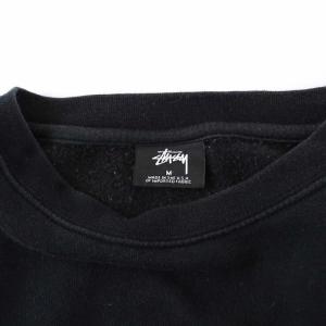 STUSSY Stock Embroidered Crew スウェット トレーナー 長袖 ロゴ 裏起毛 M 黒 ブラック