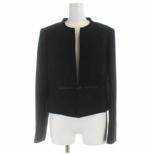 Aquascutum スーツ セットアップ 上下 ノーカラージャケット フレアワンピース ロング 七分袖 9 M 黒 ブラック