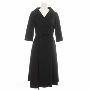 SYBILLA ワンピース テーラードカラー ロング 五分袖 40 M 黒 ブラック