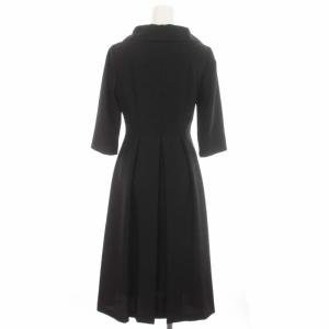 SYBILLA ワンピース テーラードカラー ロング 五分袖 40 M 黒 ブラック