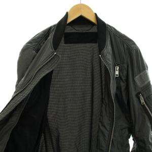 DIESEL MA-1 ブルゾン ミリタリージャケット アウター ジップアップ 裾カットオフ S 黒 ブラック グレー