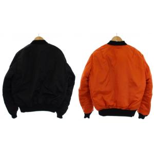 AVIREX COMMERCIAL リバーシブル MA-1 ブルゾン フライトジャケット ジップアップ 中綿 ナイロン L 黒 ブラック