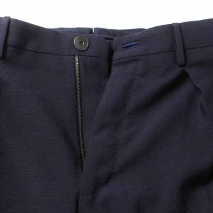 INCOTEX HIGH COMFORT CARROT FIT スラックスパンツ テーパードパンツ ロング ウール混 44R XS 紺 ネイビー