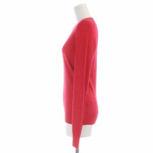 Drawer 18G クルーネックニット カットソー Uネック カシミヤ シルク混 リブ 長袖 2 M ピンク
