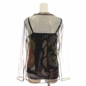 Ameri VINTAGE 22SS Snow White SHEER TOP カットソー Tシャツ 総柄 シアー メッシュ インナー付き 長袖 M マルチカラー