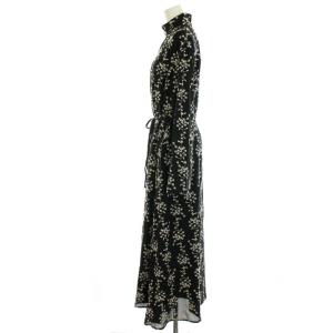 CLANE 21AW ストライプフラワーエンブロイダリーワンピース 花柄 1 黒