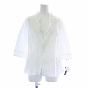 ジャケット ブラウス シャツ 長袖 七分袖 13号 白 ホワイト 13号 L
