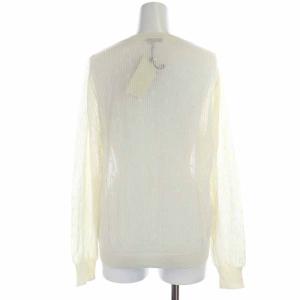 PAUL SMITH PAUL ニットカーディガン シルク混 シアー シースルー メッシュ 長袖 XL アイボリー
