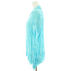 PLEATS PLEASE ISSEY MIYAKE イッセイミヤケ ブラウス シャツ プリーツ シワ加工 変形 長袖 3 L 水色 ライトブルー