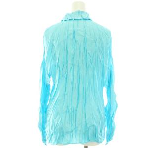PLEATS PLEASE ISSEY MIYAKE イッセイミヤケ ブラウス シャツ プリーツ シワ加工 変形 長袖 3 L 水色 ライトブルー