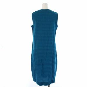 ISSEY MIYAKE プリーツ ノースリーブワンピース ロング Vネック 青 ブルー