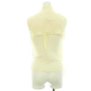 me ISSEY MIYAKE カットソー Tシャツ ノースリーブ ワッフルプリーツ ハイネック レース フリル ストール ショール付き ストレッチ オフホワイト