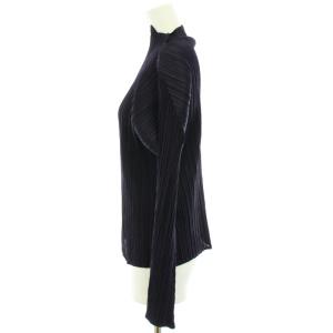PLEATS PLEASE ISSEY MIYAKE カットソー Tシャツ プリーツ スキッパー ストレッチ 変形 長袖 3 パープル