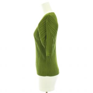 PLEATS PLEASE ISSEY MIYAKE イッセイミヤケ カットソー Tシャツ プリーツ パフスリーブ ストレッチ 半袖 3 L 緑 グリーン