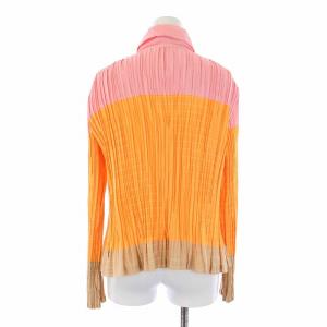 ISSEY MIYAKE プリーツ ショールカラージャケット 3 L ピンク オレンジ ベージュ