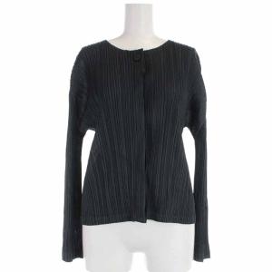イッセイミヤケ カーディガン プリーツ 長袖 3 ネイビー