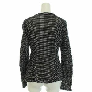 ARMANI COLLEZIONI ノーカラージャケット ペプラム チェック柄 38 M 白 ホワイト 黒 ブラック