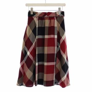 BLUE LABEL CRESTBRIDGE フレアスカート チェック ひざ丈 38 M 赤 レッド 黒 ブラック