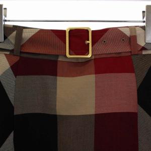 BLUE LABEL CRESTBRIDGE フレアスカート チェック ひざ丈 38 M 赤 レッド 黒 ブラック